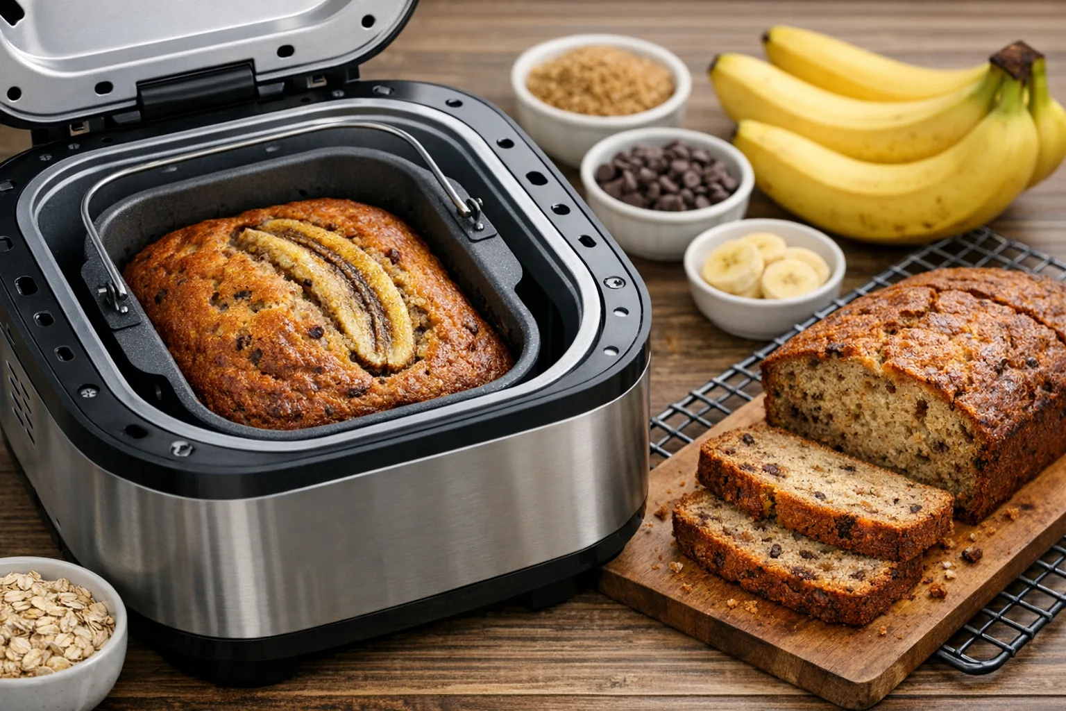 Bananenbrot im Brotbackautomat: saftiges suesses Ruehrbrot