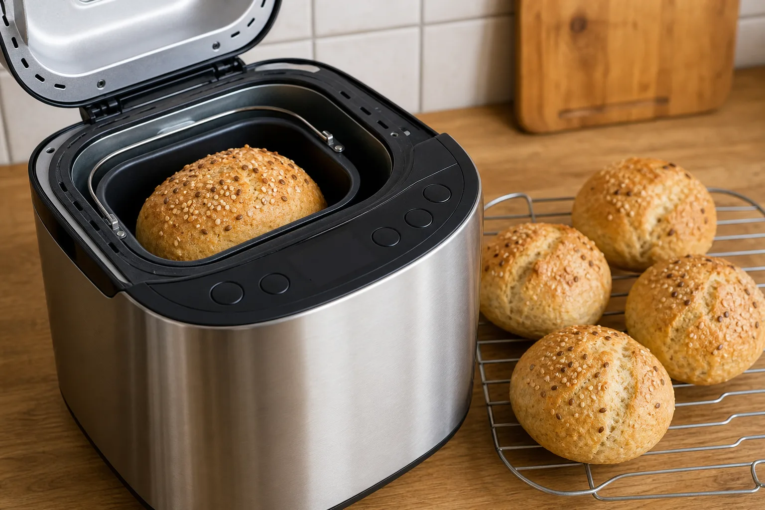 Glutenfreie Broetchen im Brotbackautomat: knusprige Fruehstuecksbroetchen